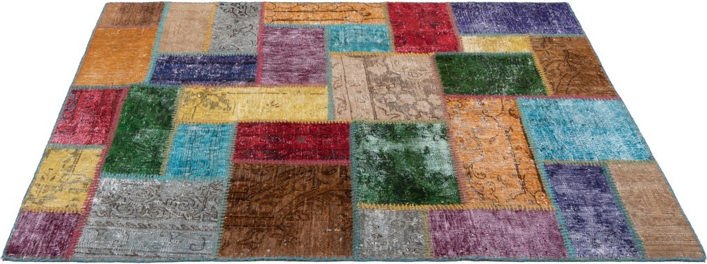 Patchwork 150×104 cm Oriental Hand Knotted Rug Carpet Vintage
