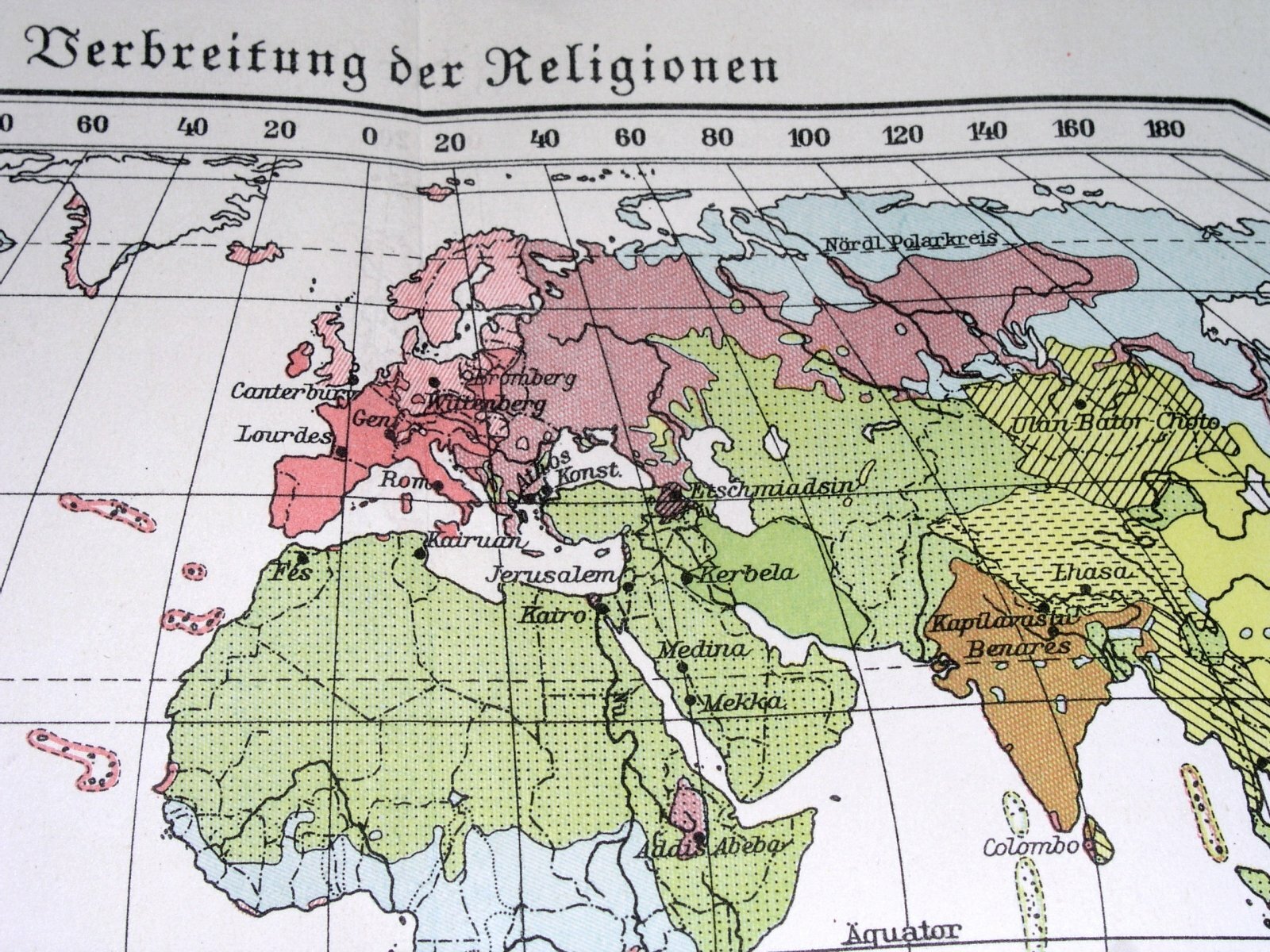 1937 ORIGINAL VINTAGE MAP OF THE WORLD RELIGIONS AMERICA AFRICA ASIA EUROPE