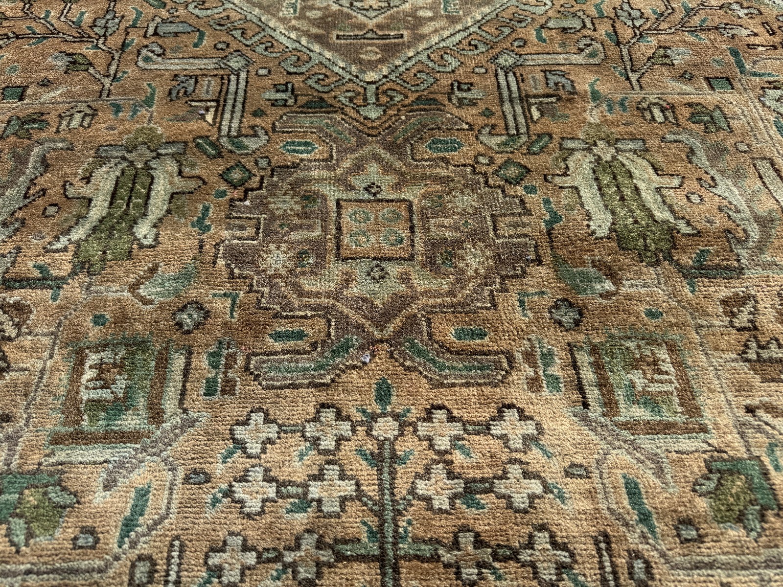 8×11 ANTIQUE ORIENTAL RUG HAND-KNOTTED VINTAGE handmade big muted persimmon 8×10