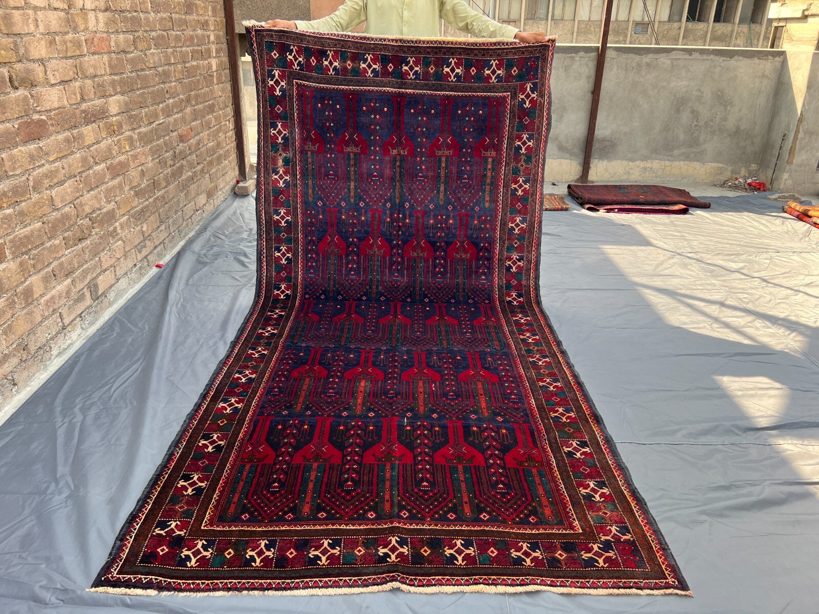 Vintage Afghan Rug 4.6×9.2 Ft – Hand Knotted Tribal Wool Hallway Runner Area Rug
