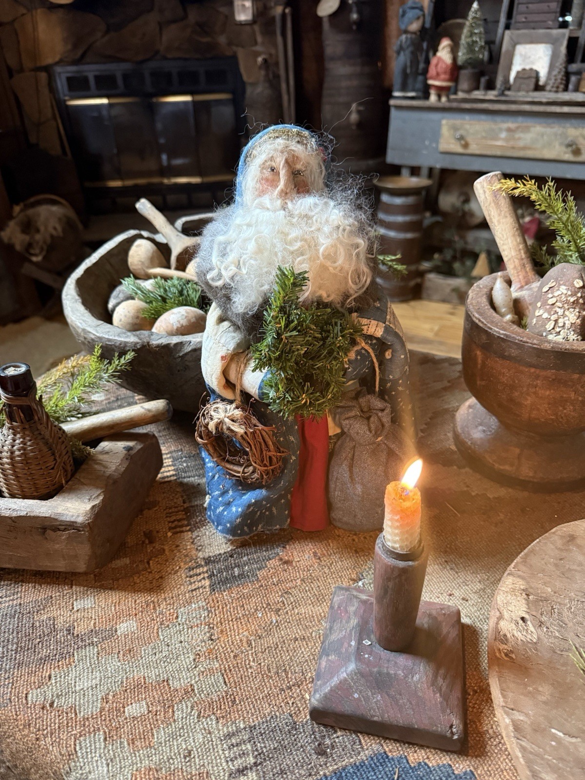 Primitive 1991 Sharon Andrew’s Santa Blues Early Cabin Goods