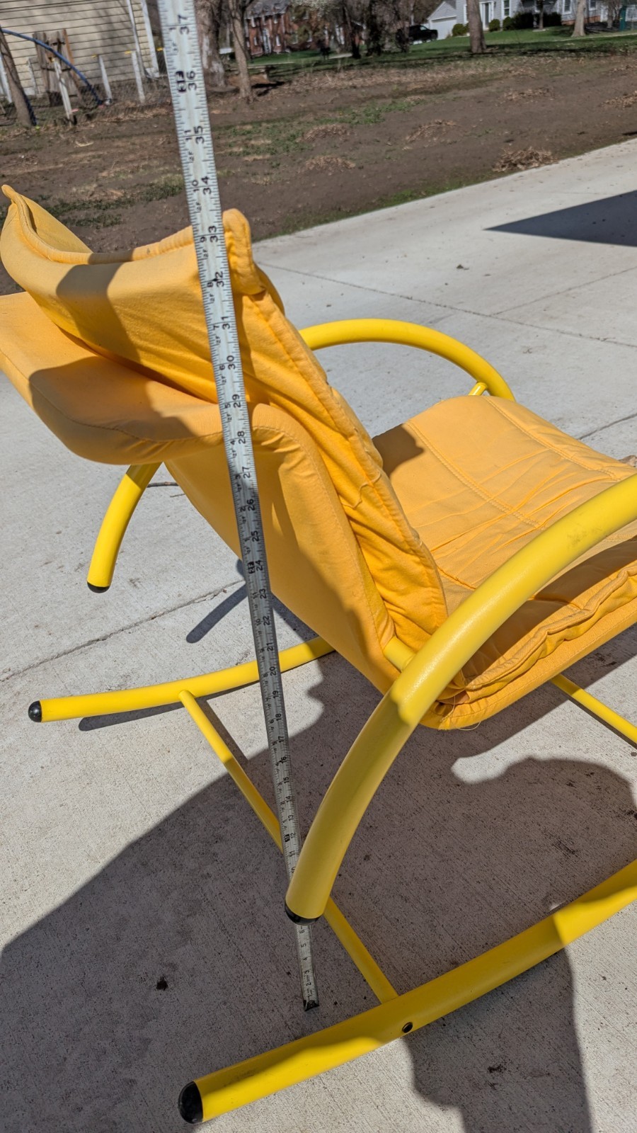 Vintage Post Modern Memphis Ellipse Rocker By Les Amisco Lemon Yellow Space Age
