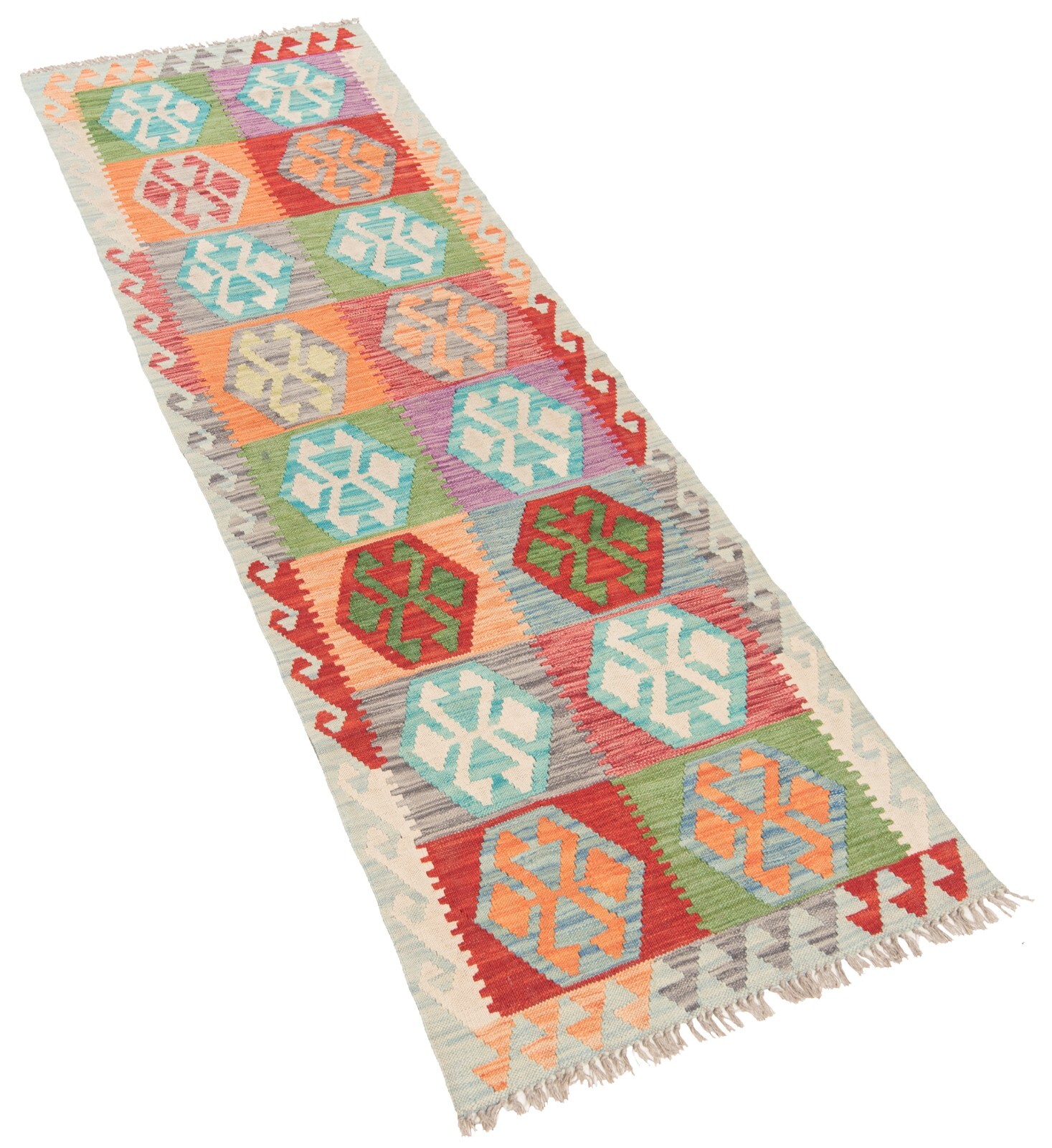 Kilim Afghan 95 5/16×30 5/16 in Hand Woven Oriental Carpet Wool Rug Kilim