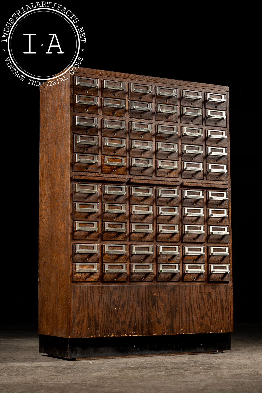 Vintage 60-Drawer Walnut Card Catalog