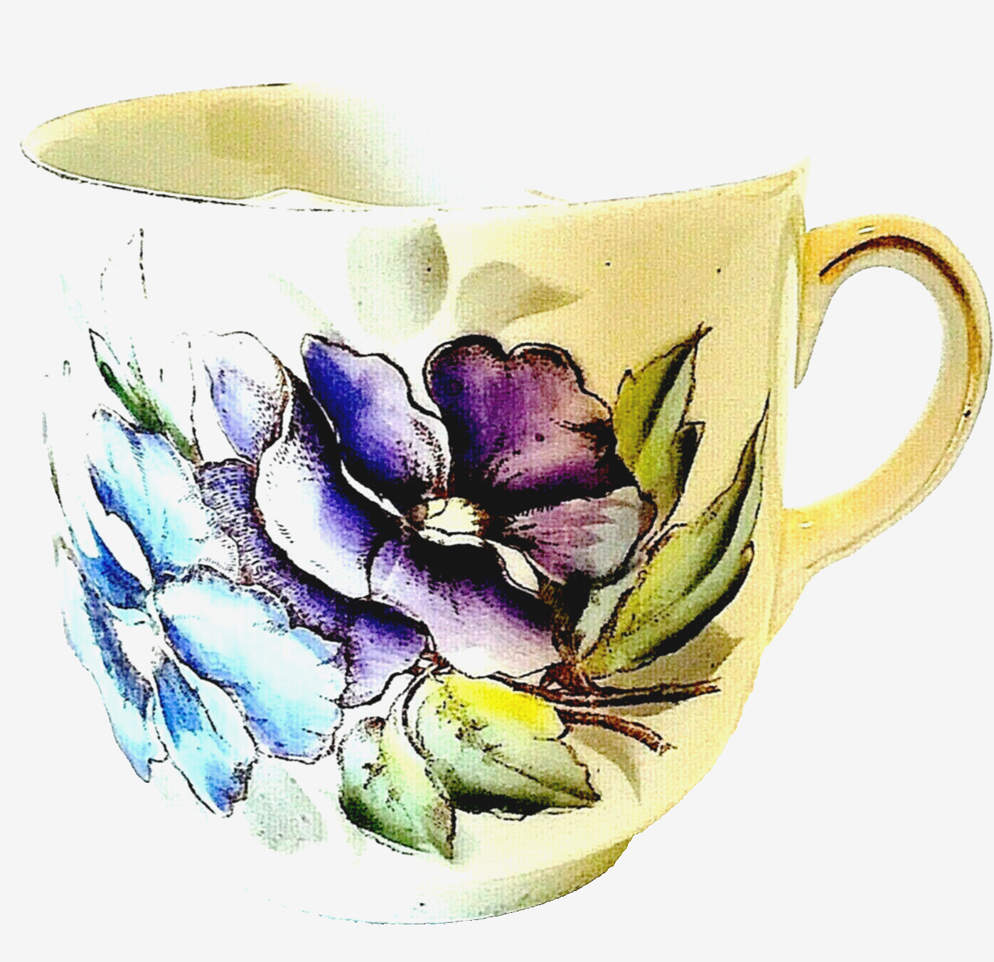 Shaving Mug Mustache Cup Antique Porcelain Victorian Barber Flower Hand Painted