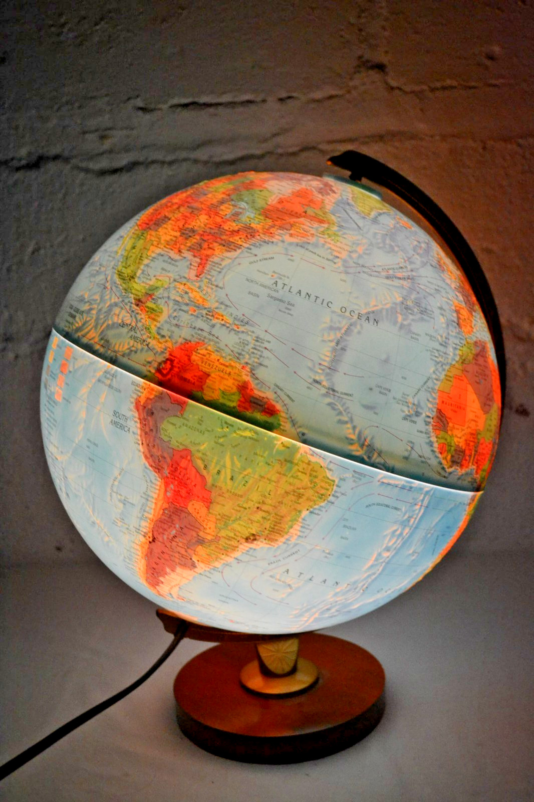 Scan-Globe Denmark World 12” Lighted Raised Topography Globe Wood Base