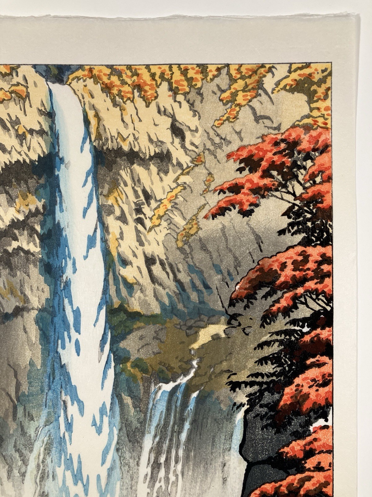 Kasamatsu Shiro Woodblock Print “Kegon Waterfall at Nikko” Shin-hanga