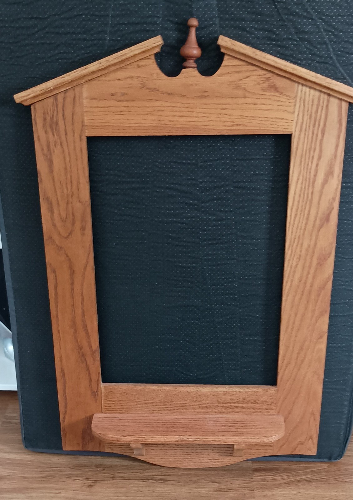 Farmhouse Solid Oak Wall Mirror / Picture Frame with Shelf Rustic Church Style