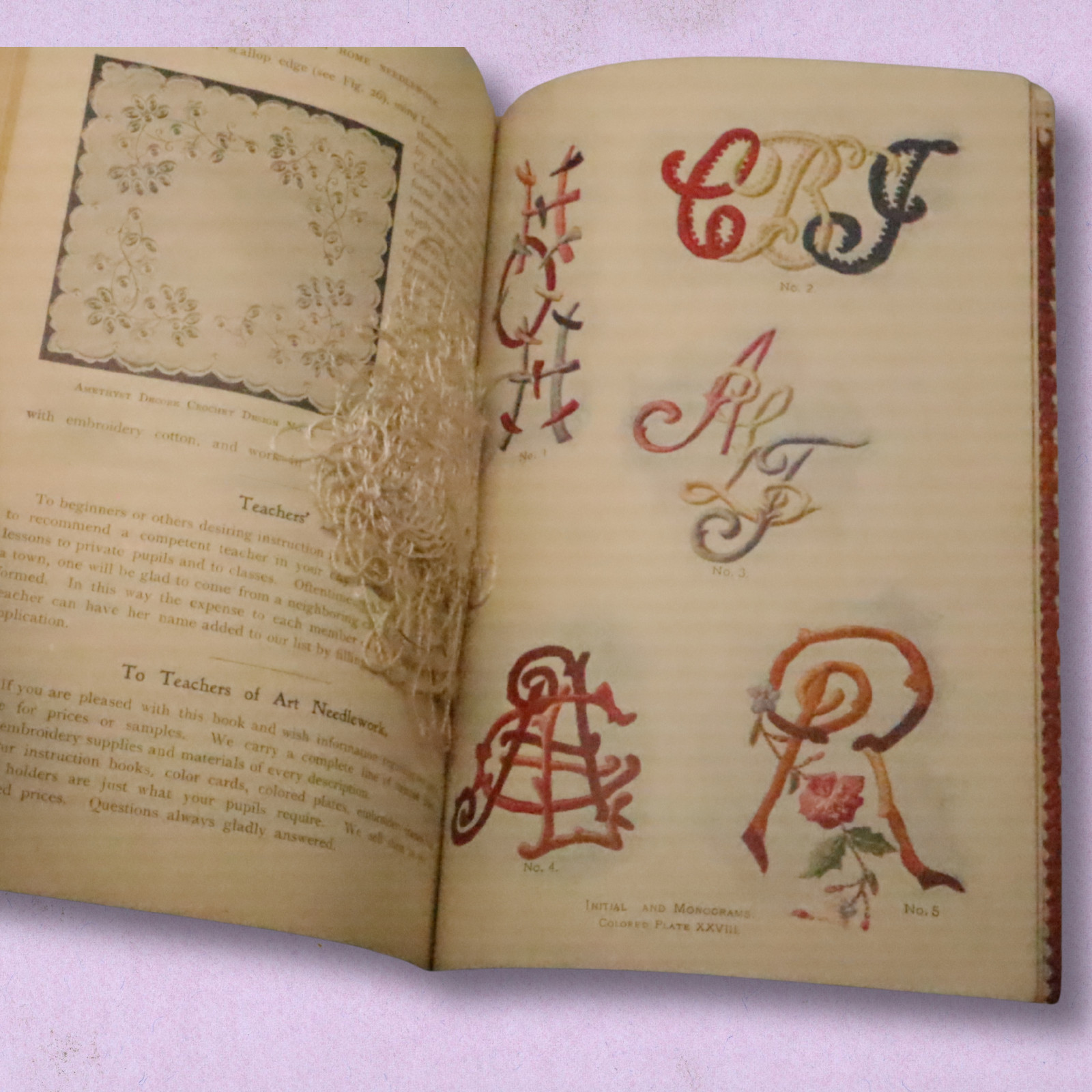 RARE 1899 Corticelli Home Needlework Book Silk Co Victorian Color Plates