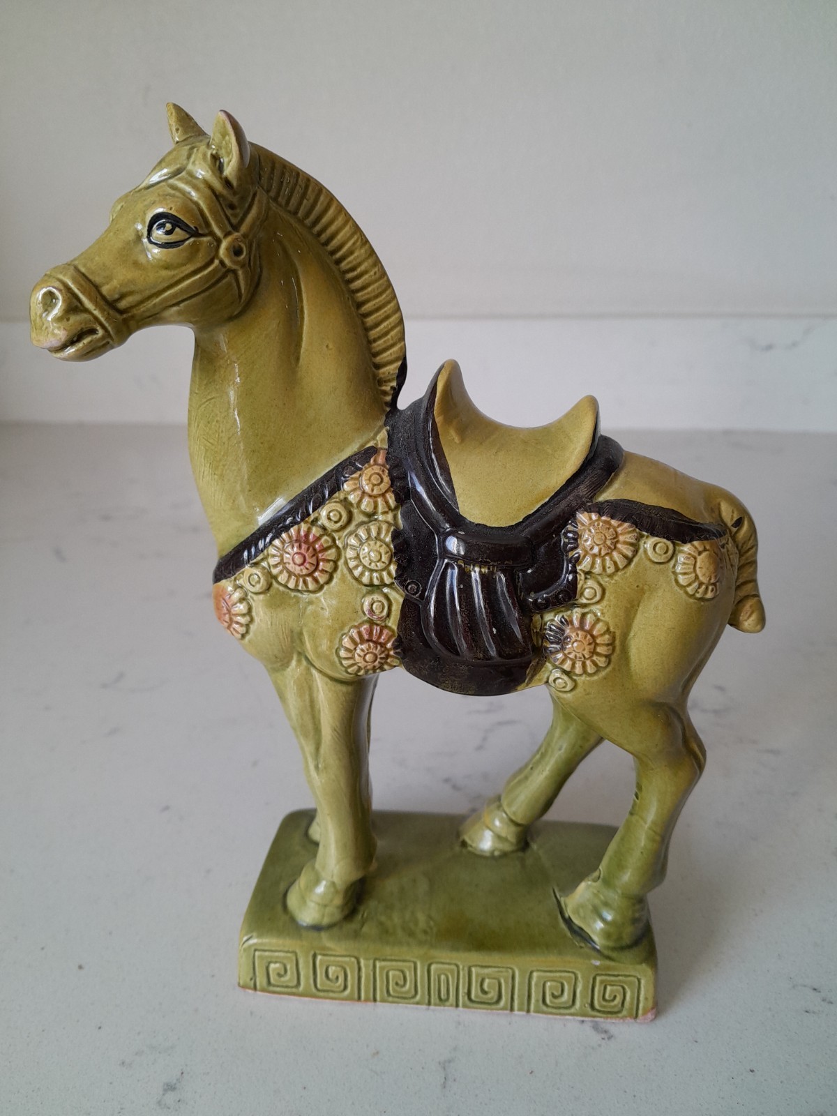 Rare Vintage 1950s MCM Green Tang Dynasty Style Ceramic Horse Thrifco Japan EUC