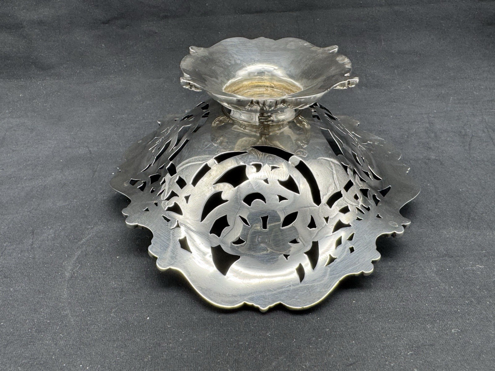 Antique Frank M. Whiting Sterling Silver Pierced Footed Bowl, 110 grams