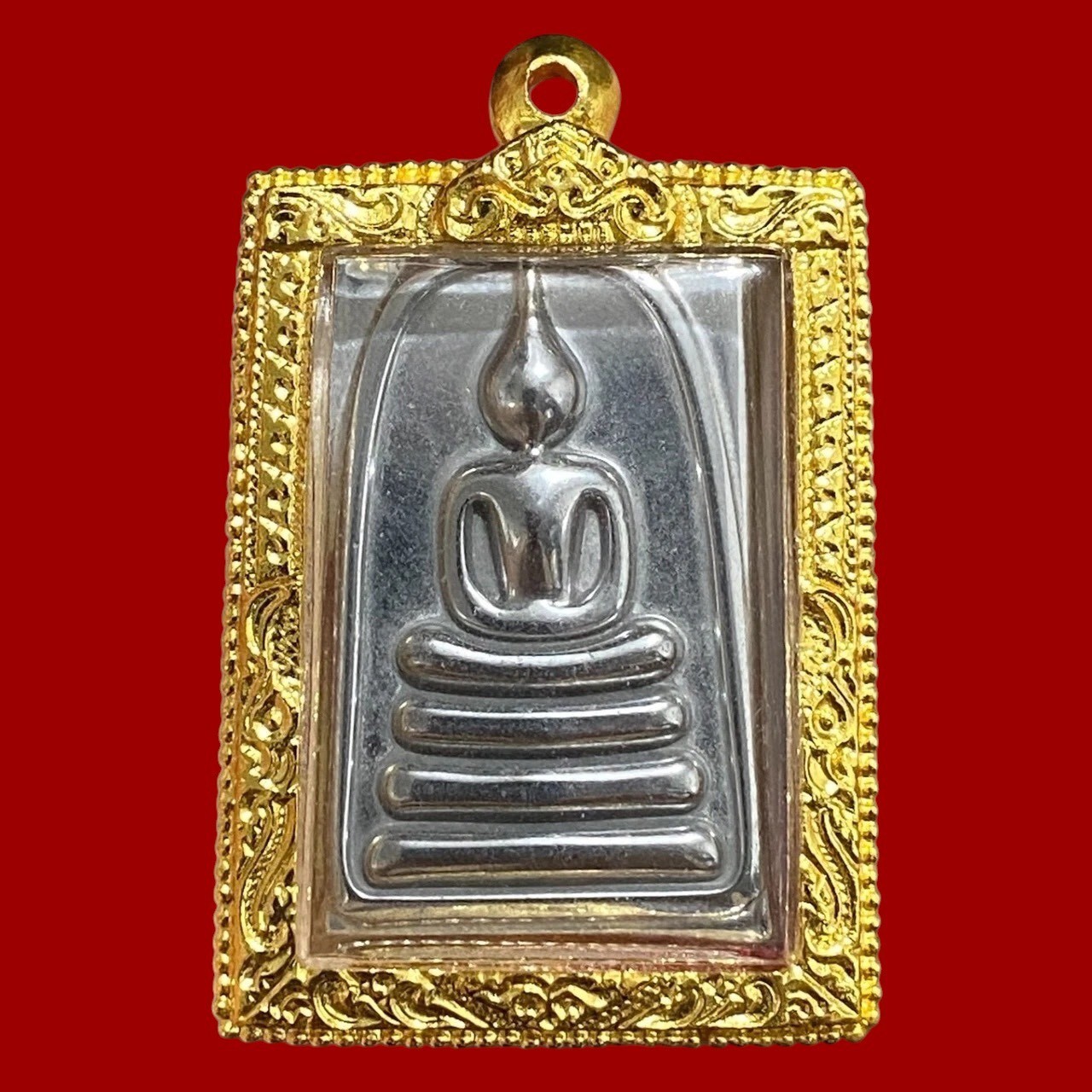 Thai Buddha Amulet Phra Somdej Silver Leklai Magnetic Talisman Wat Rakang Charm