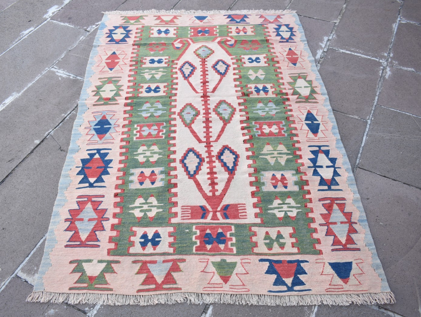 Vintage Oushak Rug 45” x 66” Anatolian Oushak Wool Rug Natural Colors Area Rug