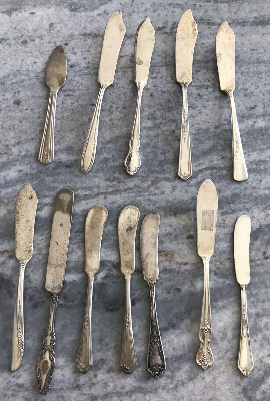 LOT 12 Mixed Assorted vintage Silver plate Pieces Flatware /butter spreader
