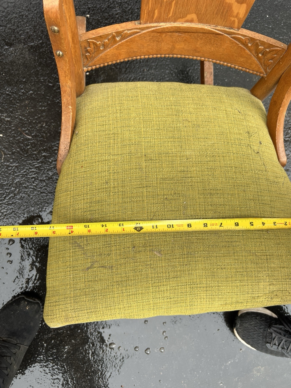 Vintage Rustic Country Colonial Maple Wood Sewing Rocking Chair 41” Tall Padded