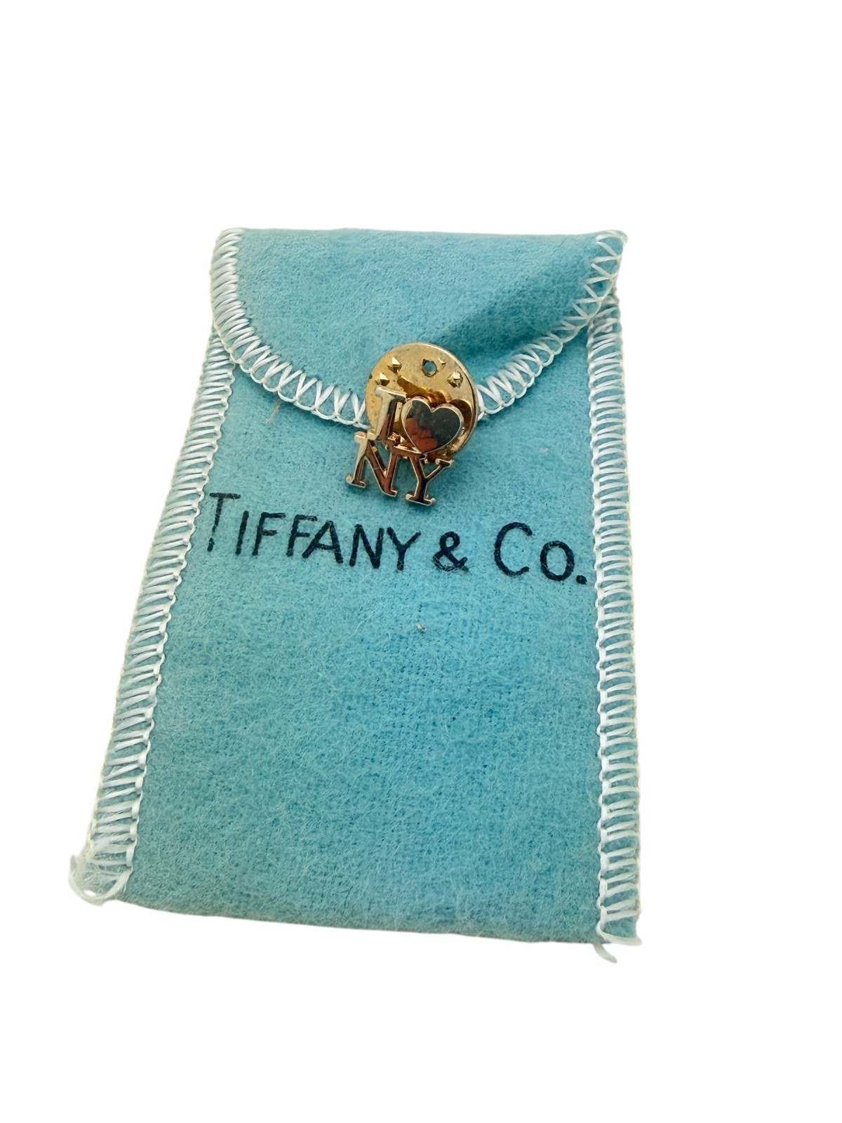 Tiffany & Co. Sterling Silver Gold Plate I Love New York Tie Tac Or Lapel Pin