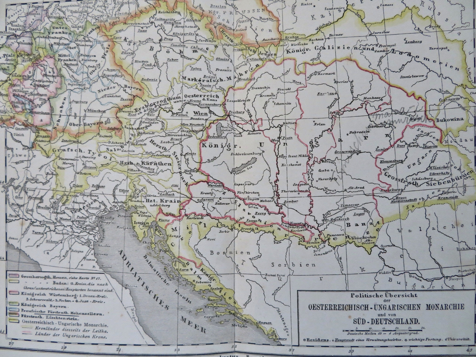 Austria-Hungary Croatia Bohemia Vienna Budapest Prague 1873 von Sydow map