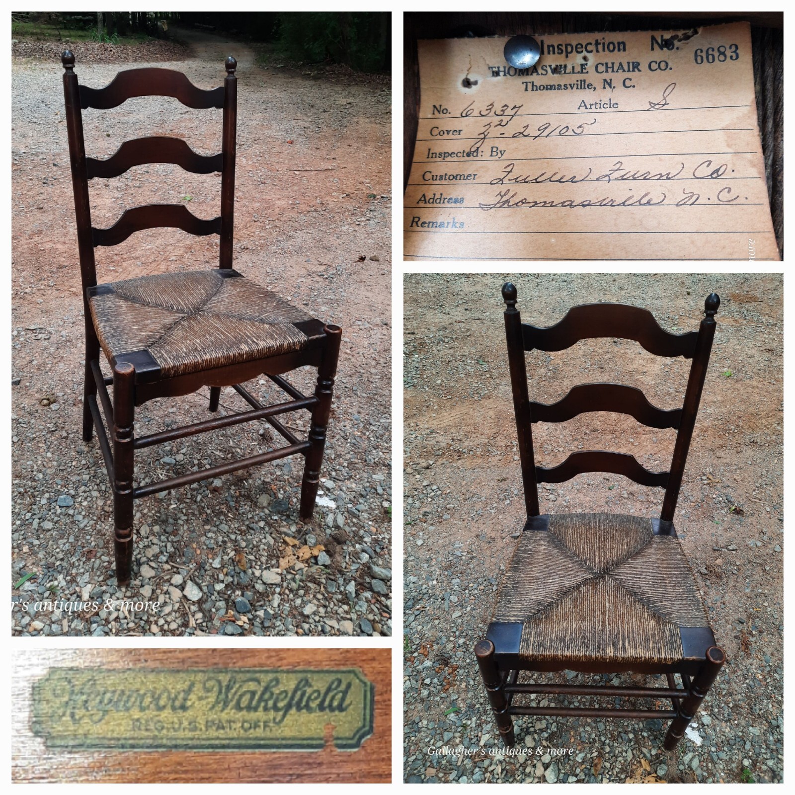 Antique Haywood Wakefield Thomasville Colonial Slat ladder Back Wicker Chair