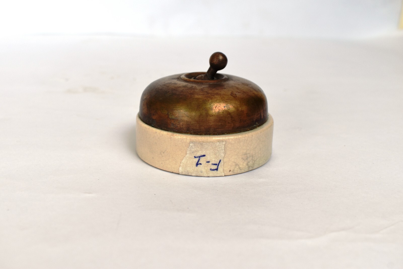 Vintage English Light Switch Electric Brass Ceramic British Made Vitreous Old”F1