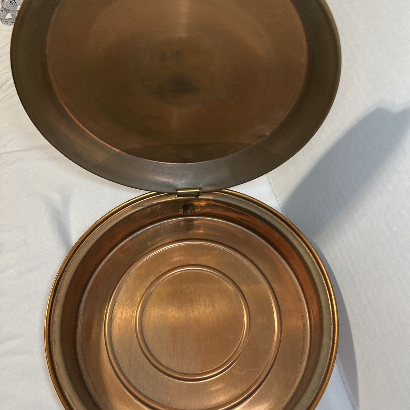 RARE Antique Long Handled Copper & Brass Bed Warmer 40 In. Long With 11 In. Dish