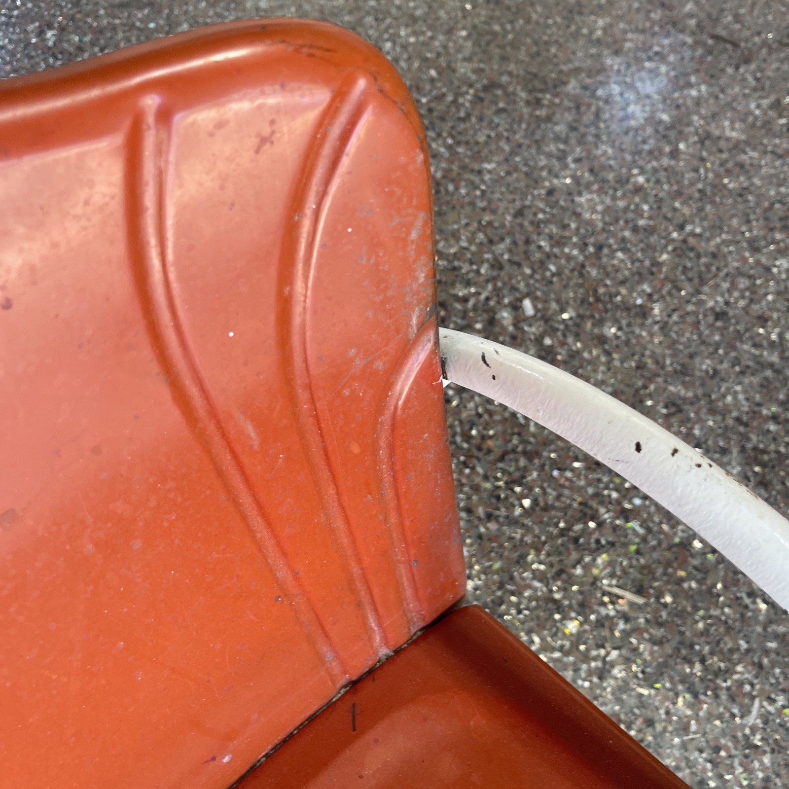 Antique 1940’s Ring a Rock Pressed Steel Metal Childs Rocking Chair Orange