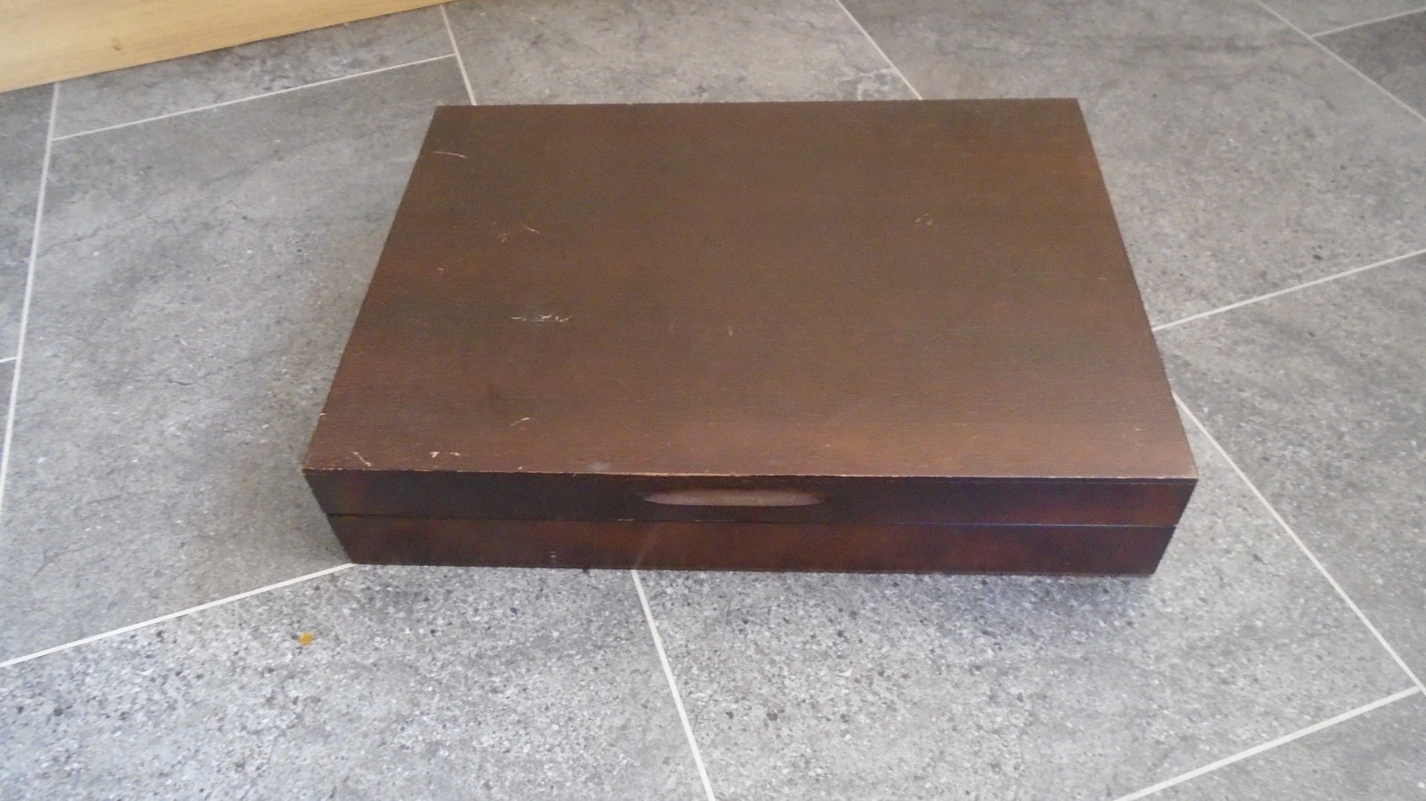 VINTAGE LARGE MAHOGANY WOOD CANTEEN OF CUTLERY BOX STORAGE DISPLAY 39X28.5CM