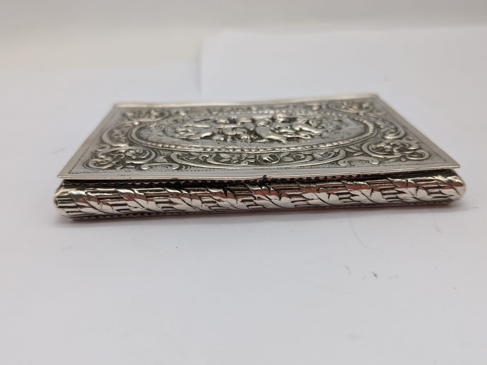 Antique Solid Silver Cherub Design Box, Fine Example, Heavy Weight