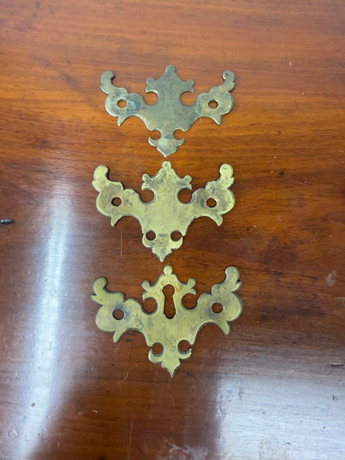 antique batwing chippendale brass plates period hardware parts restoration 1780