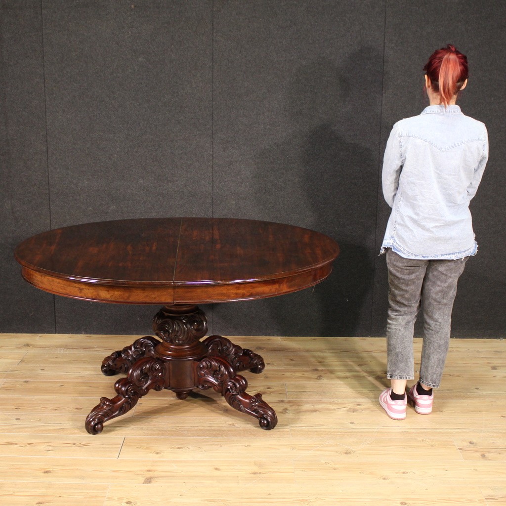Dutch extendable table large lunch cabinet mahogany wood 19th century