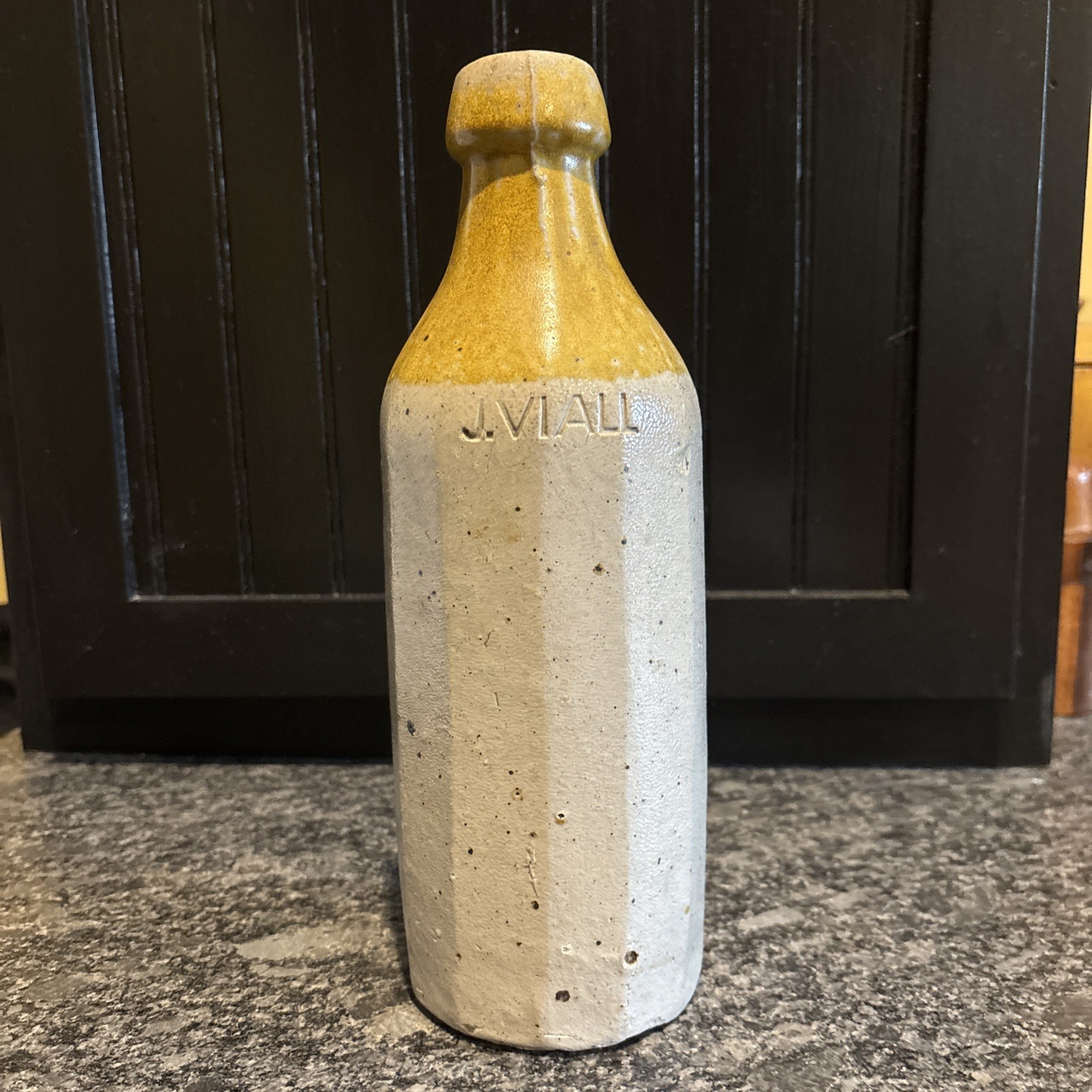 Antique J. Viall; Akron, OH 12 Sided Stoneware Beer Bottle