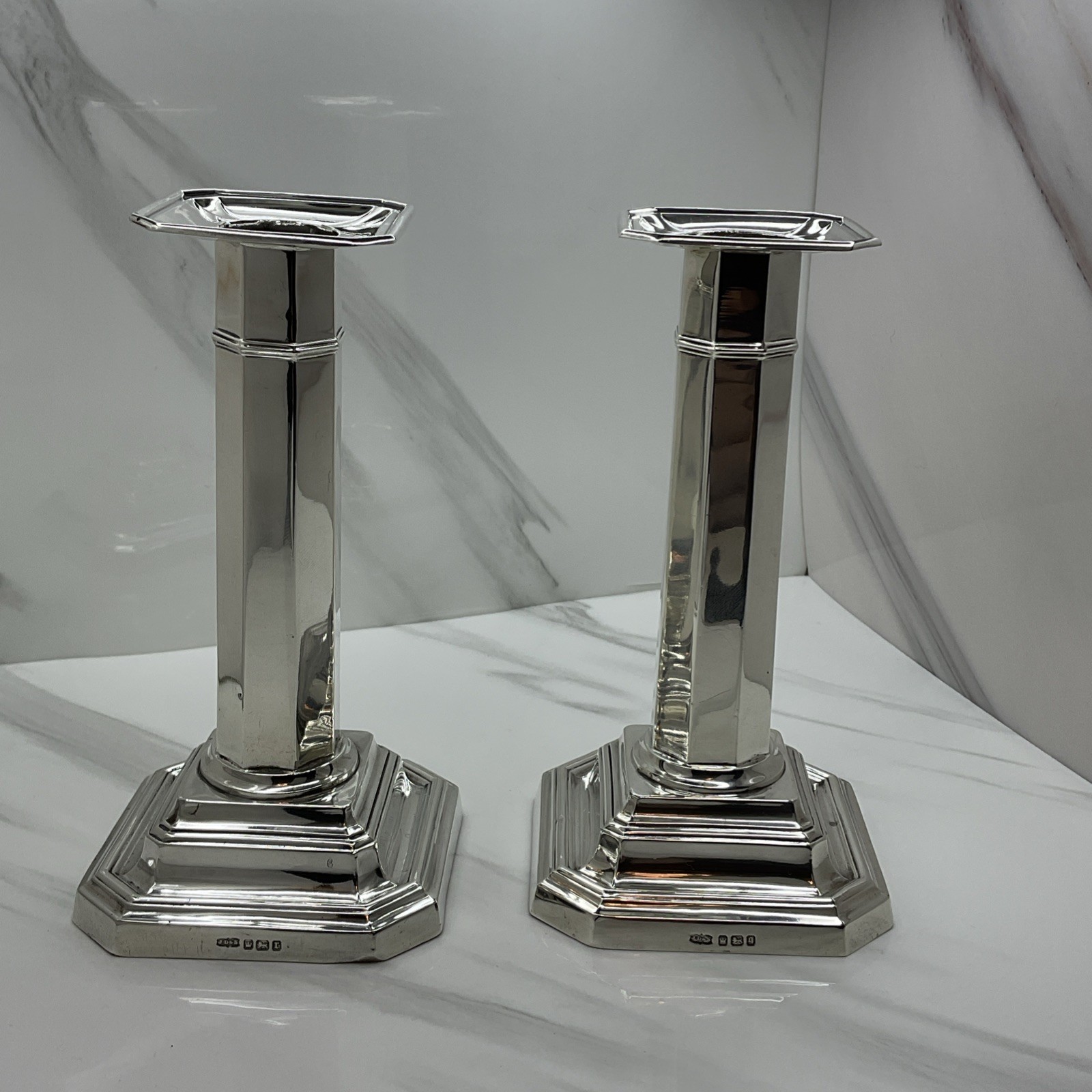 Pair of Sterling Silver Candlesticks by James Dixon & Sons Ltd Hallmarked 1909