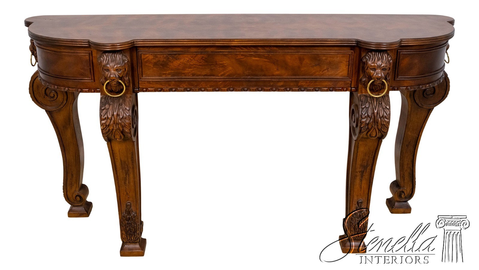 L69617: SHERRILL Lion Head Carved Mahogany Console Sideboard