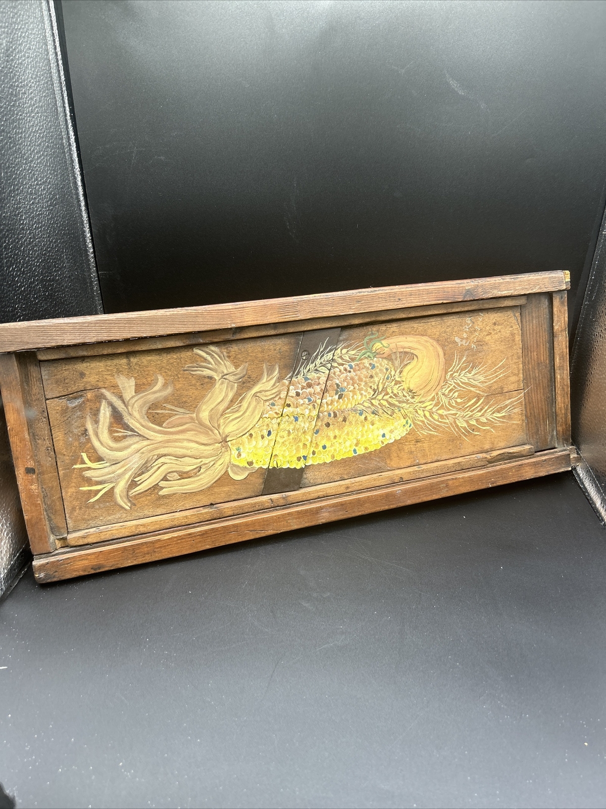 Antique Rustic Bladed Wooden Kraut Cutter w Hand Painted Fall Decor