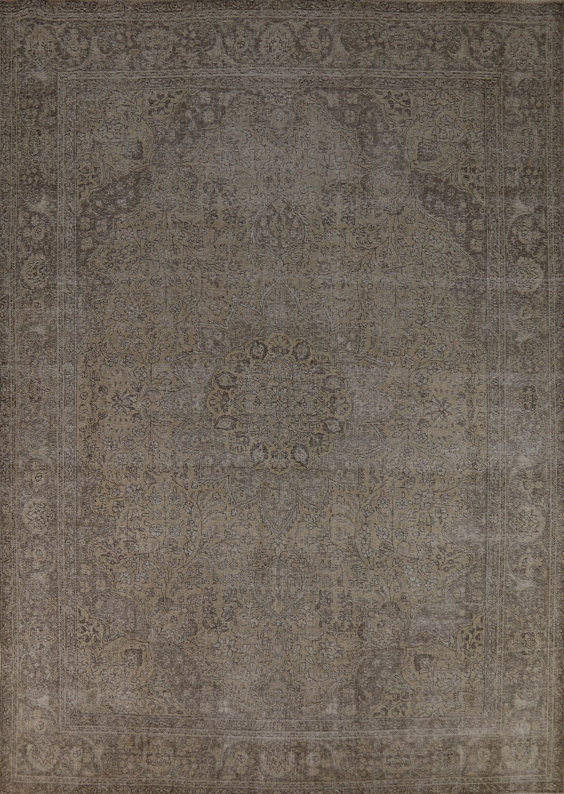 Handmade Living Room Area Rug 10×12 Vintage Muted Distressed Classic Wool Carpet