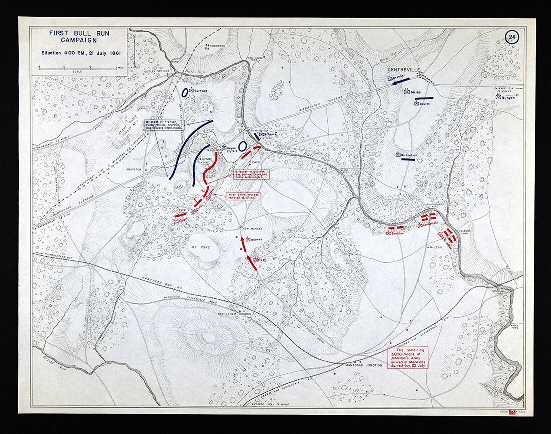 West Point Civil War Map Battle First Bull Run Manassas Virginia 4 PM July 21 VA
