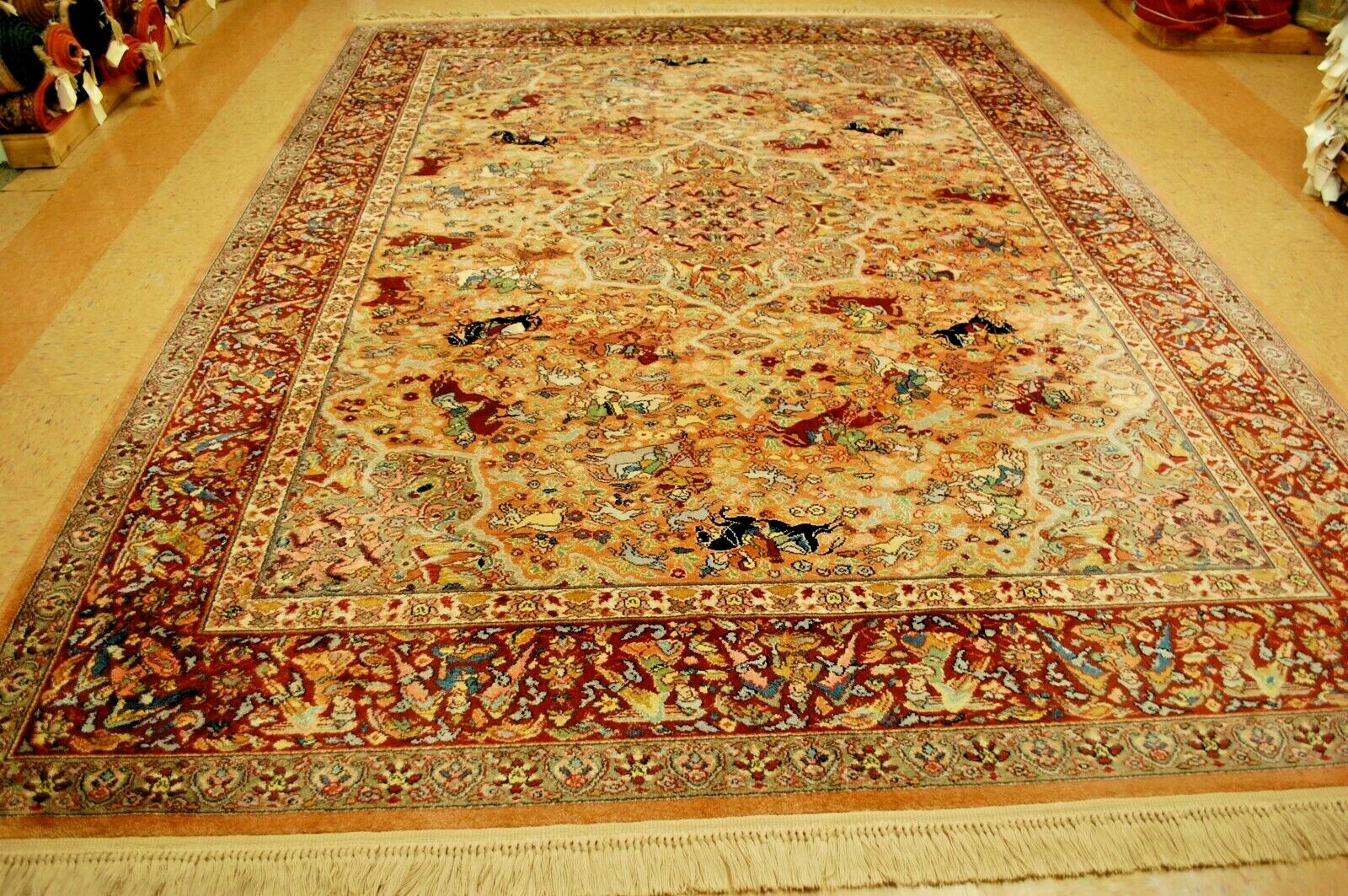 MINT AUTHENTIC AMERICAN KARASTAN HUNTING PATTERN # 723 RUG ART CARPET 8’8″ x 12′