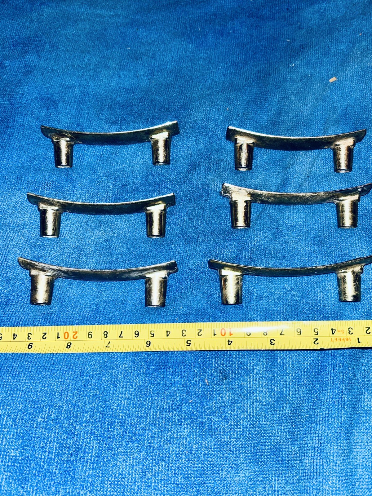 6 Vintage Drawer Pulls 4” 3” OC JB