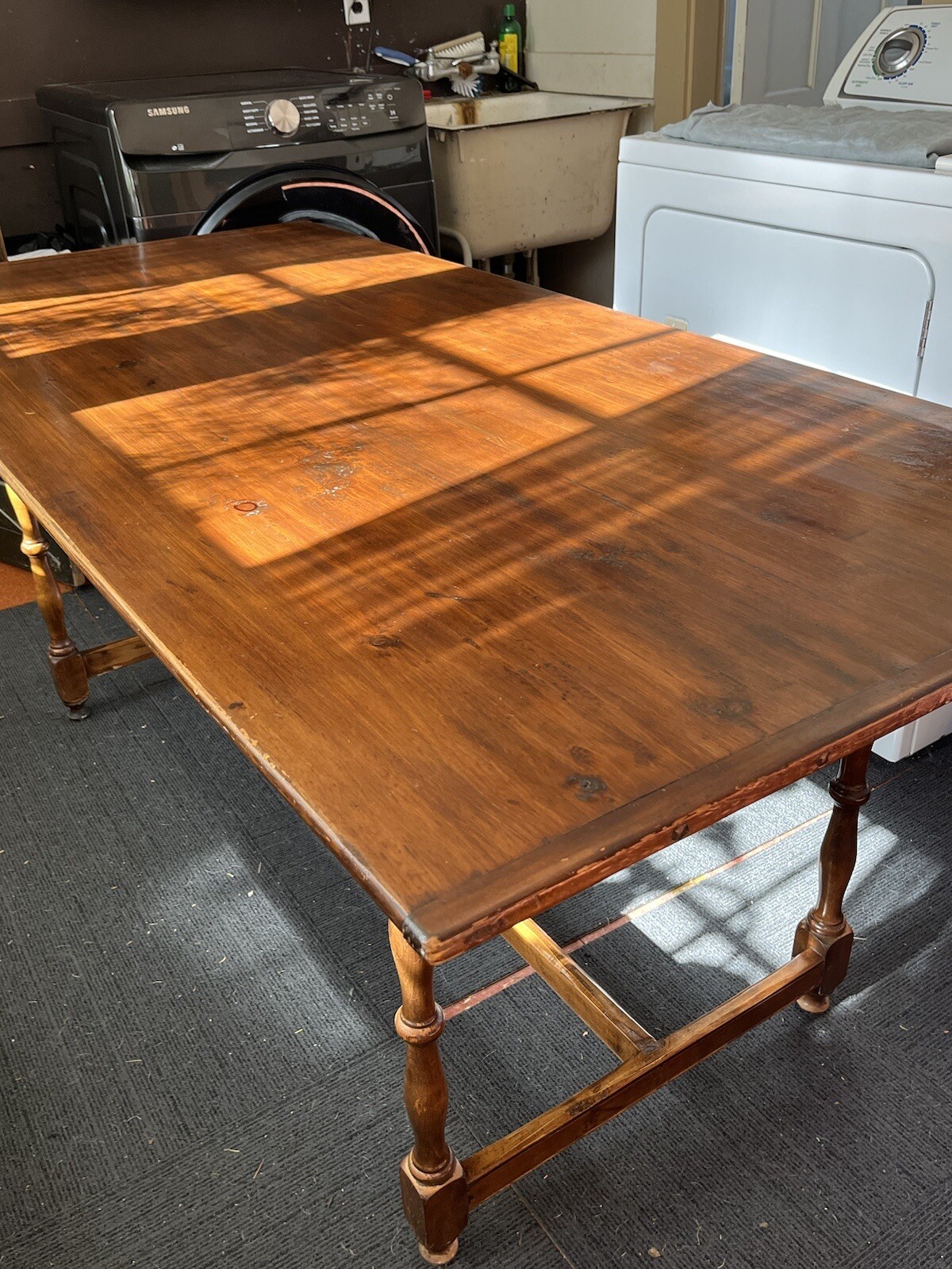 D.R. Dimes Cherry Dining Table and Seely Windsor Chair Dining Set : Vintage