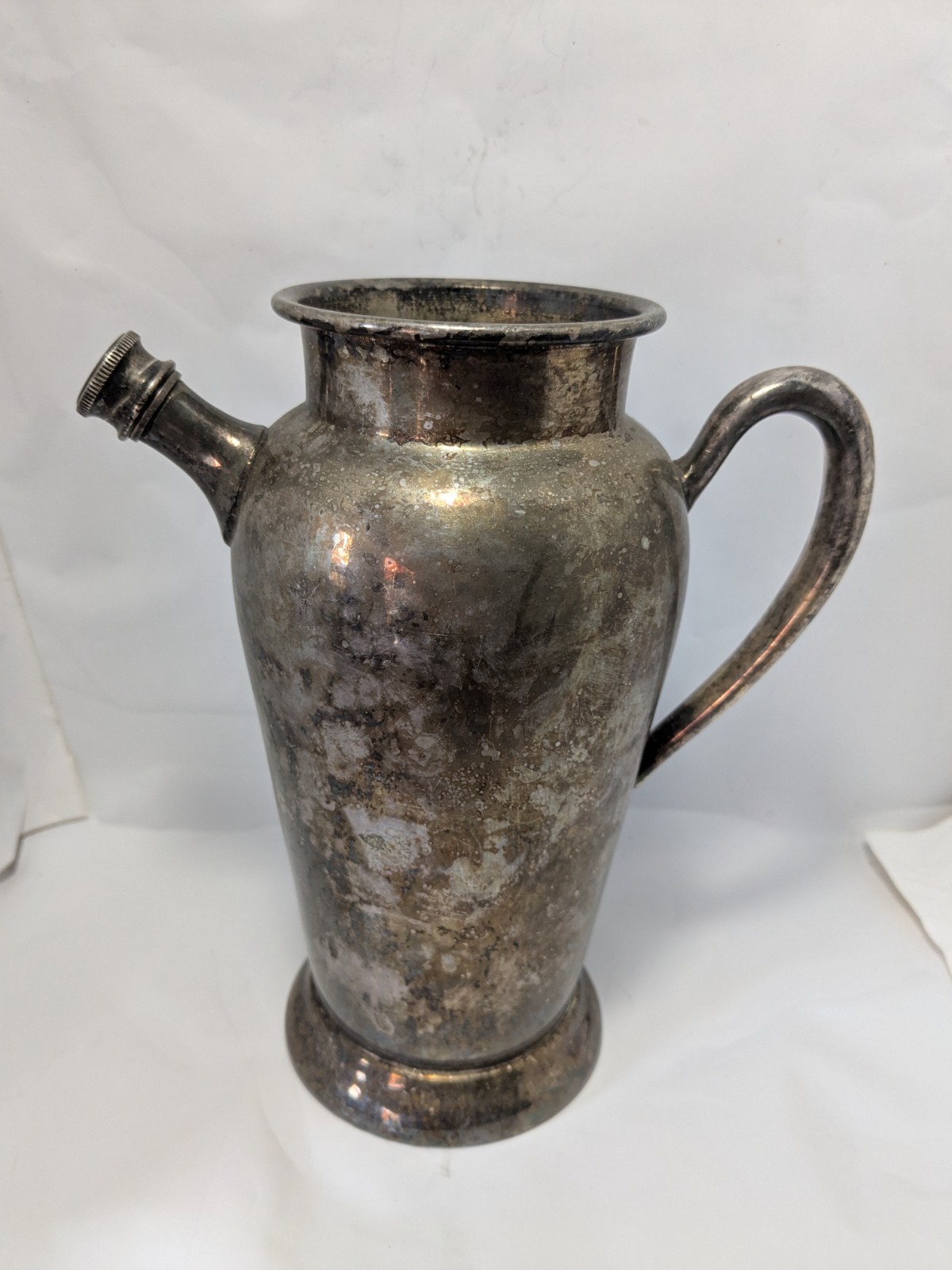 Academy Silver on Copper Pitcher w Screw On Spout Cap 8.25” Tall