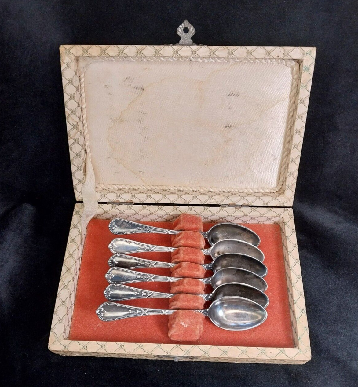 Set of 6 Silverplate Demitasse Sugar Spoons Meneses w/ Box Made in Spain Lot