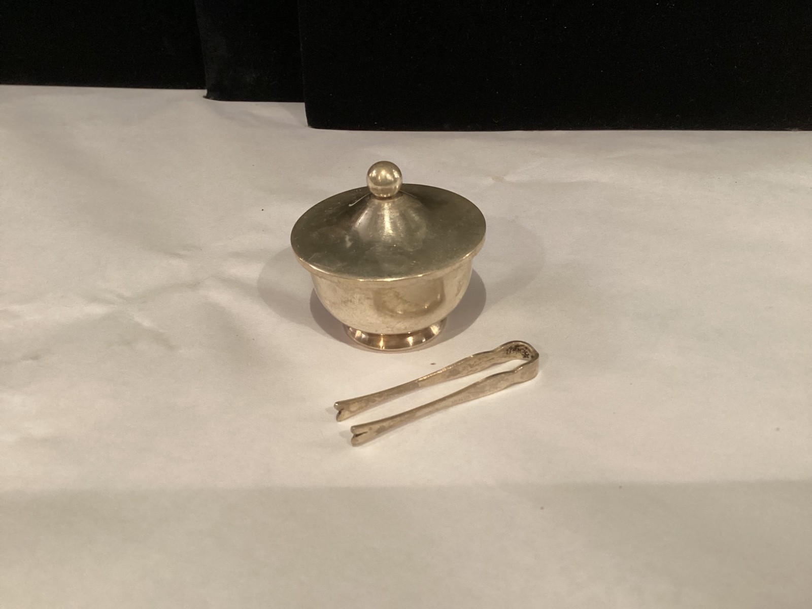 AUTHENTIC SIGNED WEB STERLING SILVER SUGAR BOWL & TONGS MUST SEE NO RESERVE