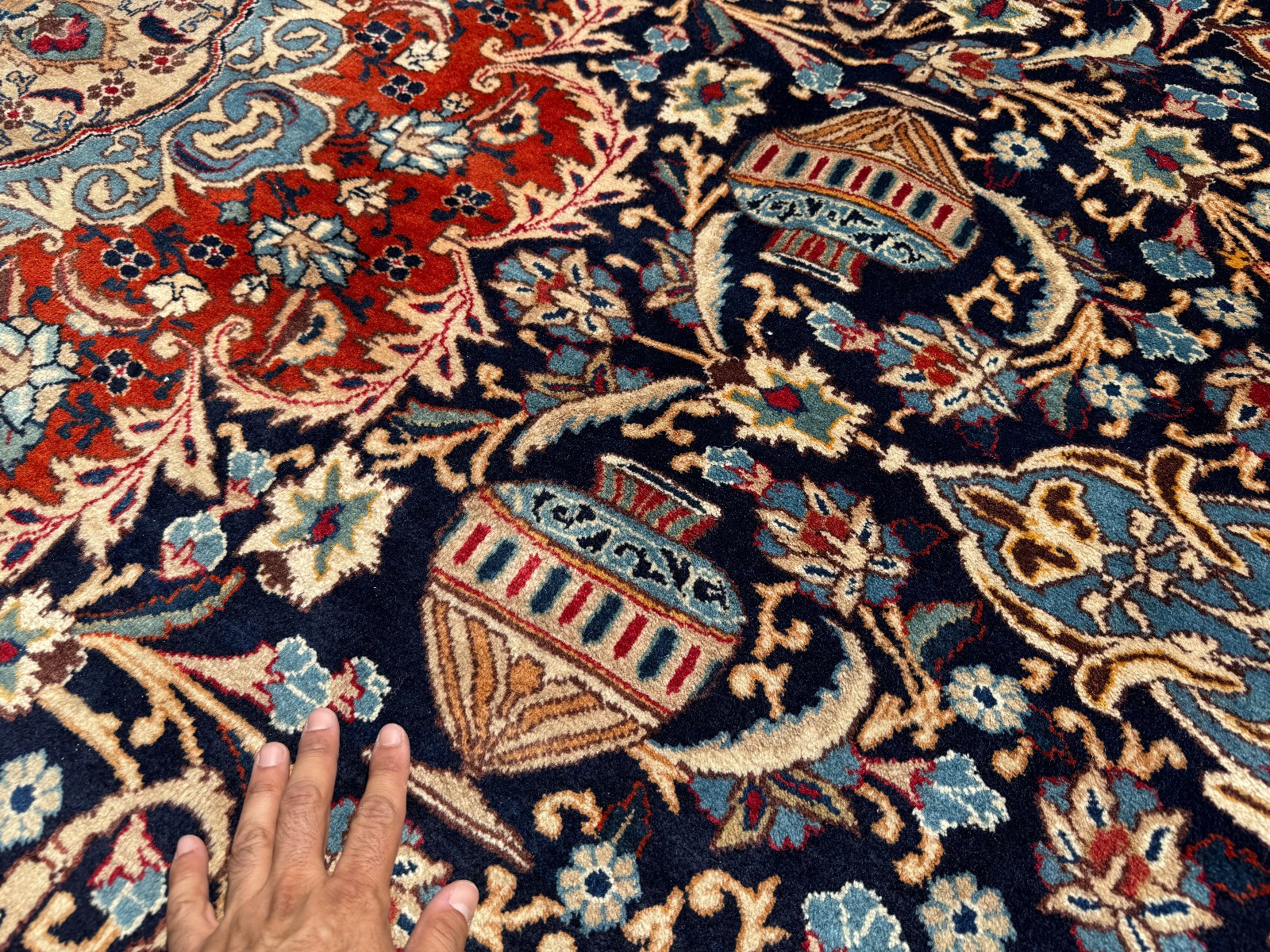 BIG BLUE ANTIQUE ORIENTAL RUG 10×13 handmade wool handknotted vintage fine 10×14
