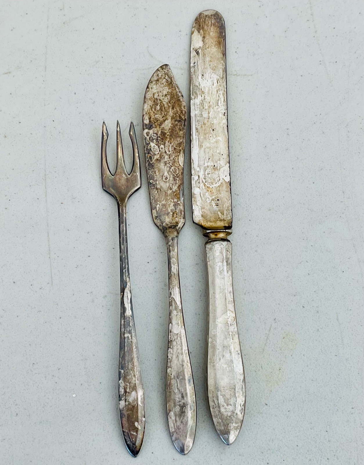 Oneida Community Plate Silverplate Deauville 1929 3 Pcs Knife Fork Serving