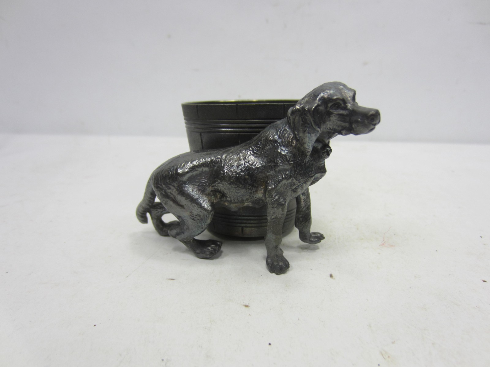 Antique Silverplated James W. Tuft Dog Toothpick Holder