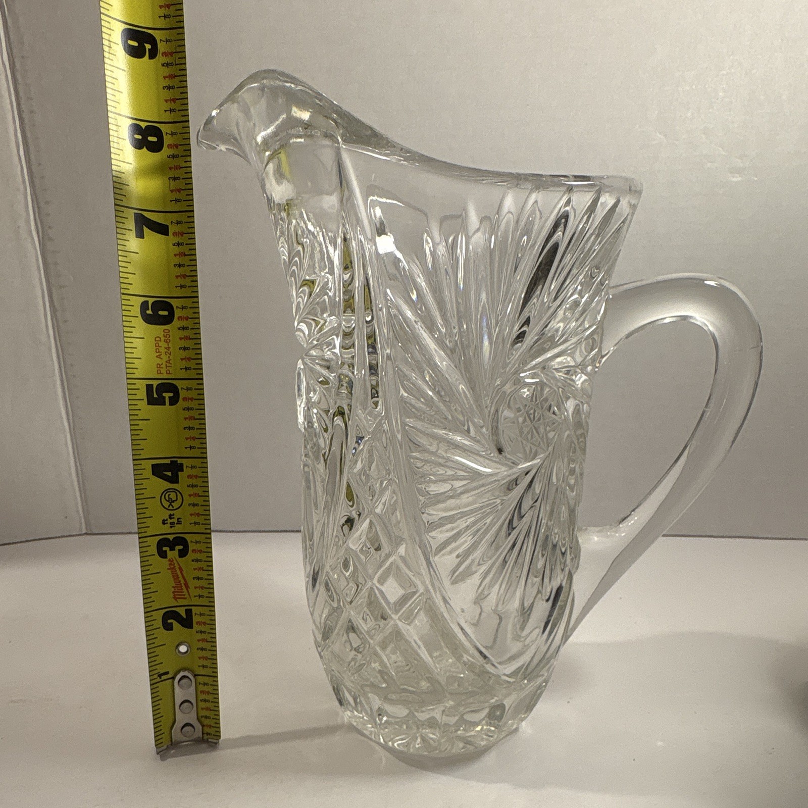 American Brilliant Period (ABP) Cut Glass Pitcher Starburst Pattern c.1915-1925