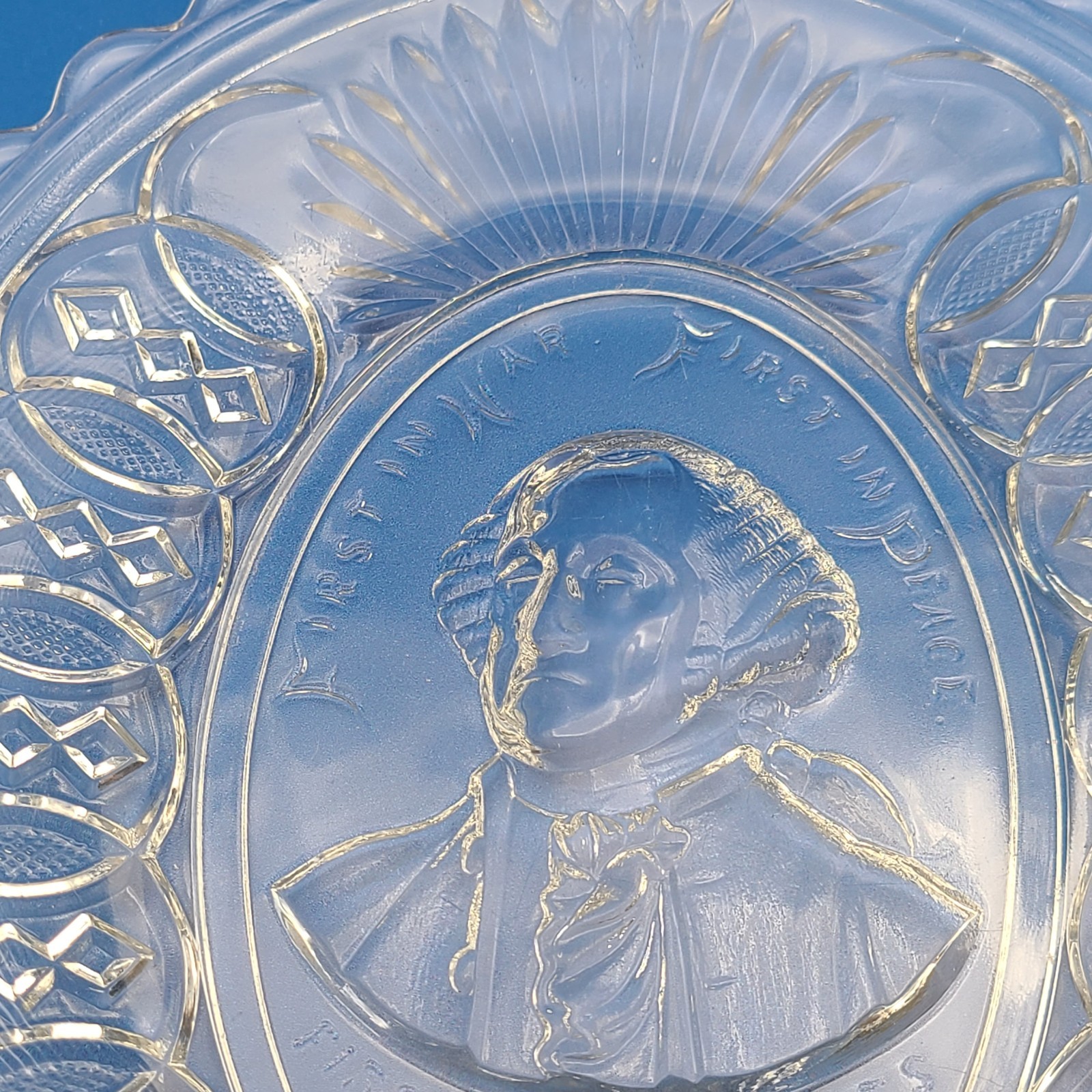 Antique EAPG Gillinder Centennial Bread Plate George Washington 12″ FREE SHIP