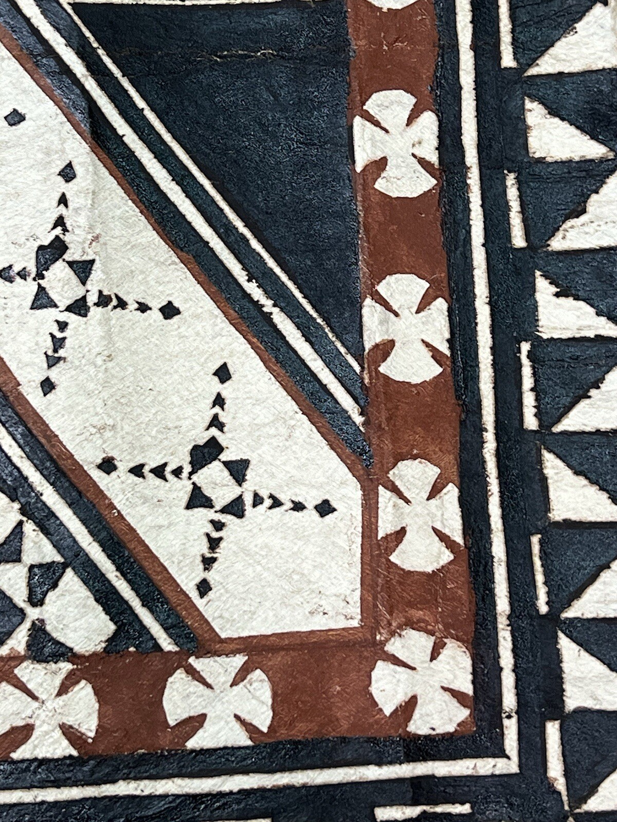 Pacific Islands Samoa Tuvalu Polychrome Bark cloth Floor Mat 20th C small #3