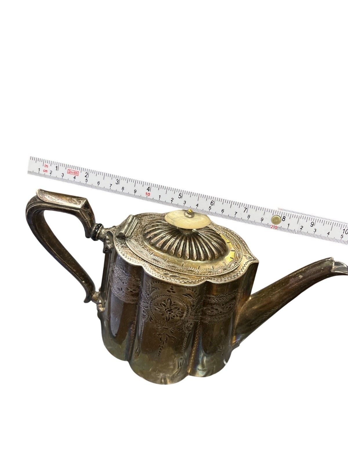 Antique victorian sillver plate coffee tea pot EPBM ornate engraved #923 SKU 10-