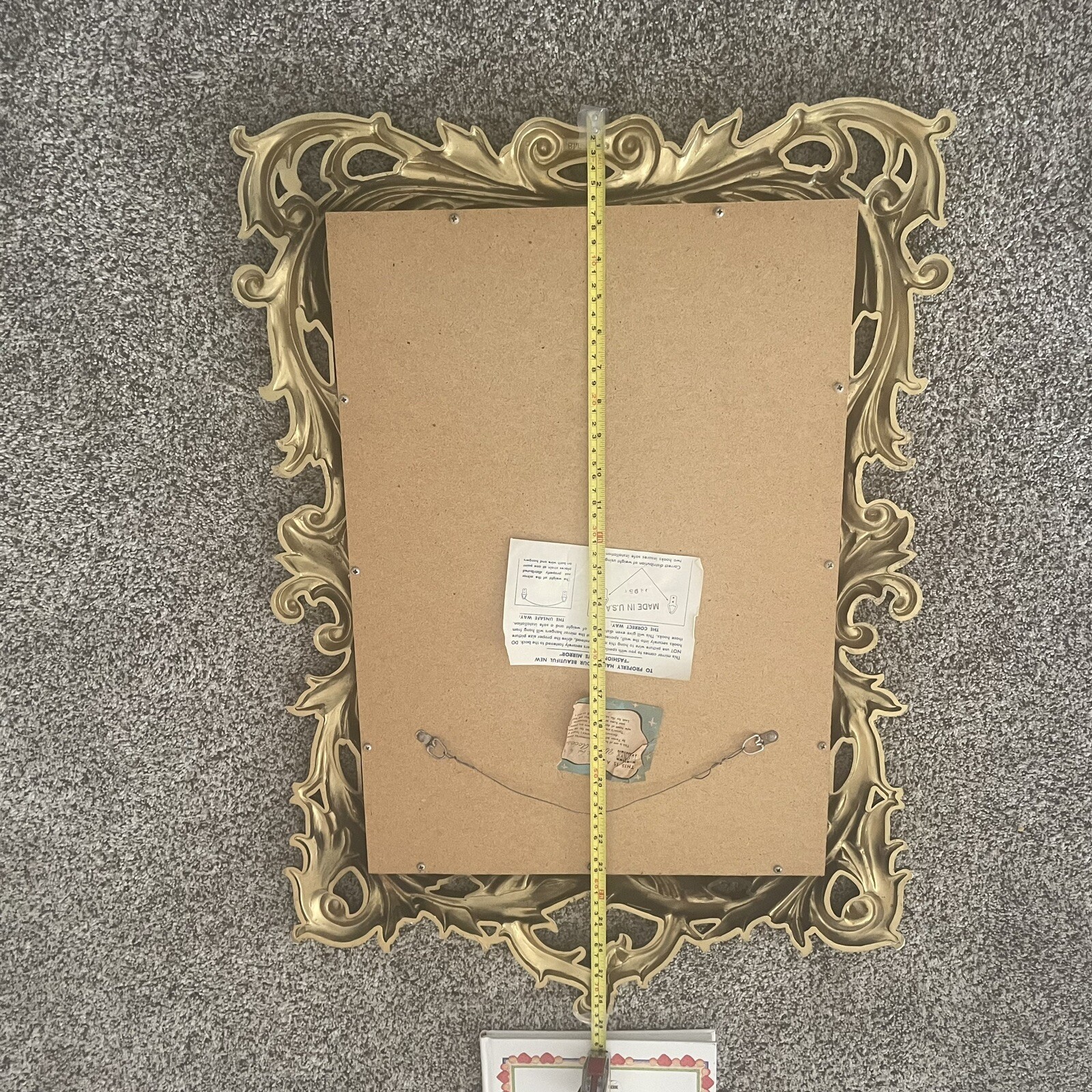 Vintage Turner Gold Scroll Leaf Rectangular Mirror Hollywood Regency MCM