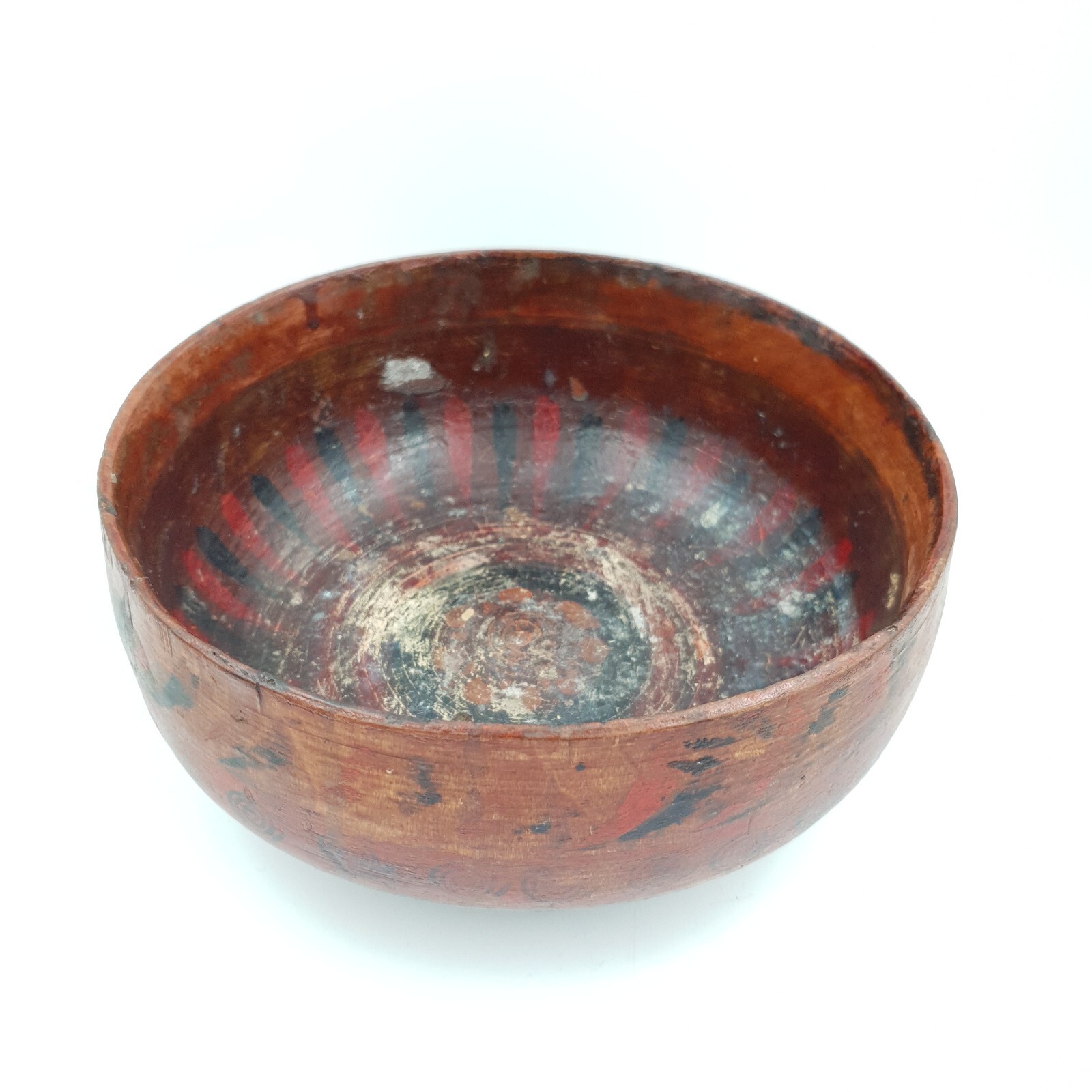 Baltic Bowl Original ‘Khokhloma’ Scumble Painted Birch Wood Wooden 19th Century